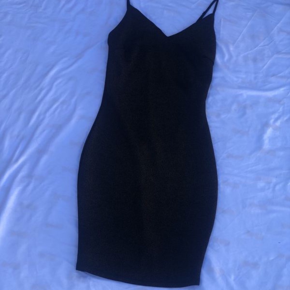 black and gold mini dress